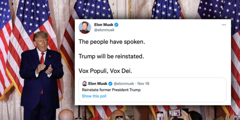 Musk Restores Trump’s Twitter Account after a Permanent Ban in 2021