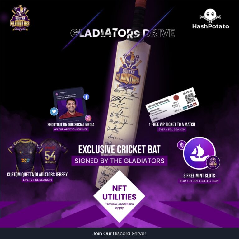 Quetta Gladiators and HashPotato, Auctioning a Digital Collectible for Flood Relief